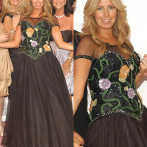 Rose Taft custom sequined flower ballgown